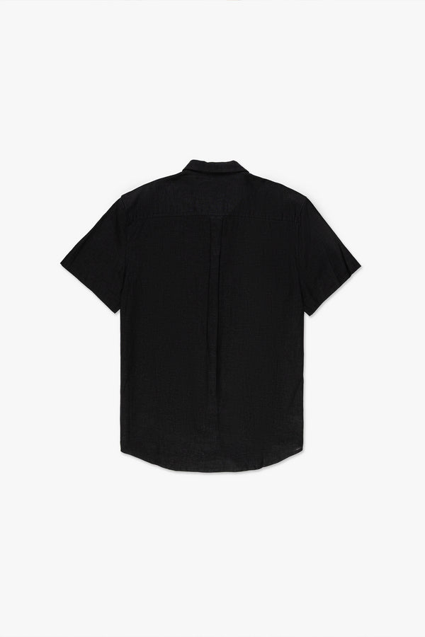 Camisa Masc Linho Manga Curta - PRETO