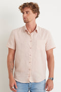 CAMISA MASCULINA LINHO MANGA CURTA - NUDE