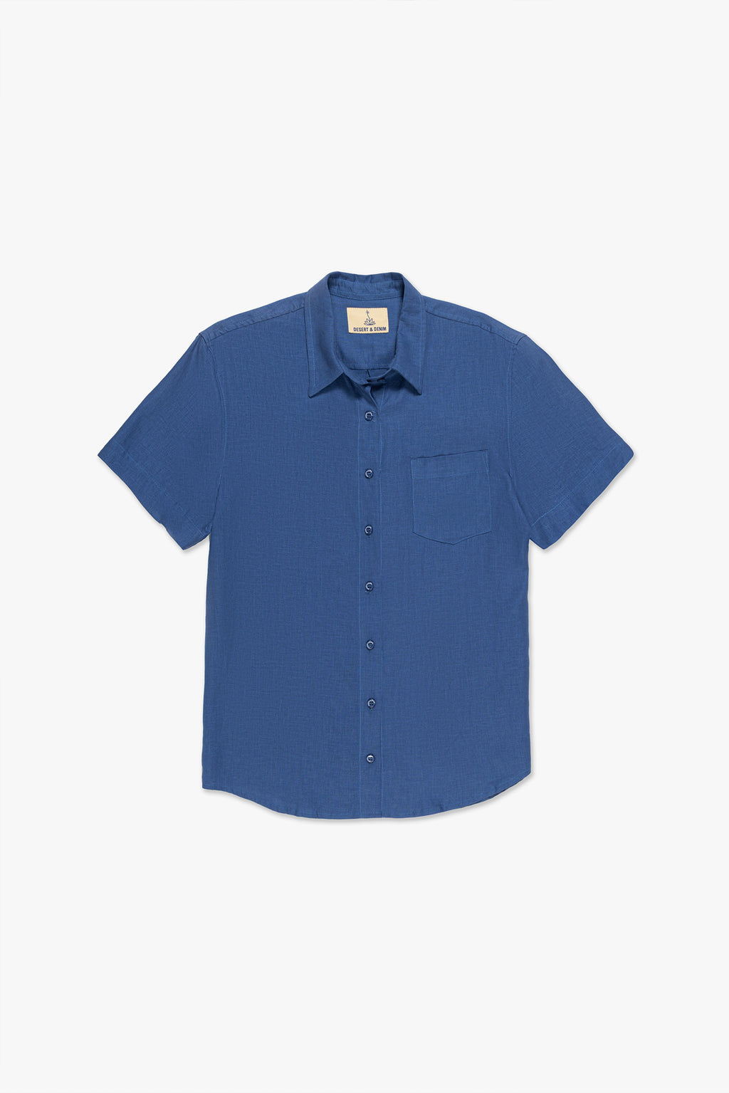 CAMISA MASCULINA LINHO MANGA CURTA - AZUL INDIE