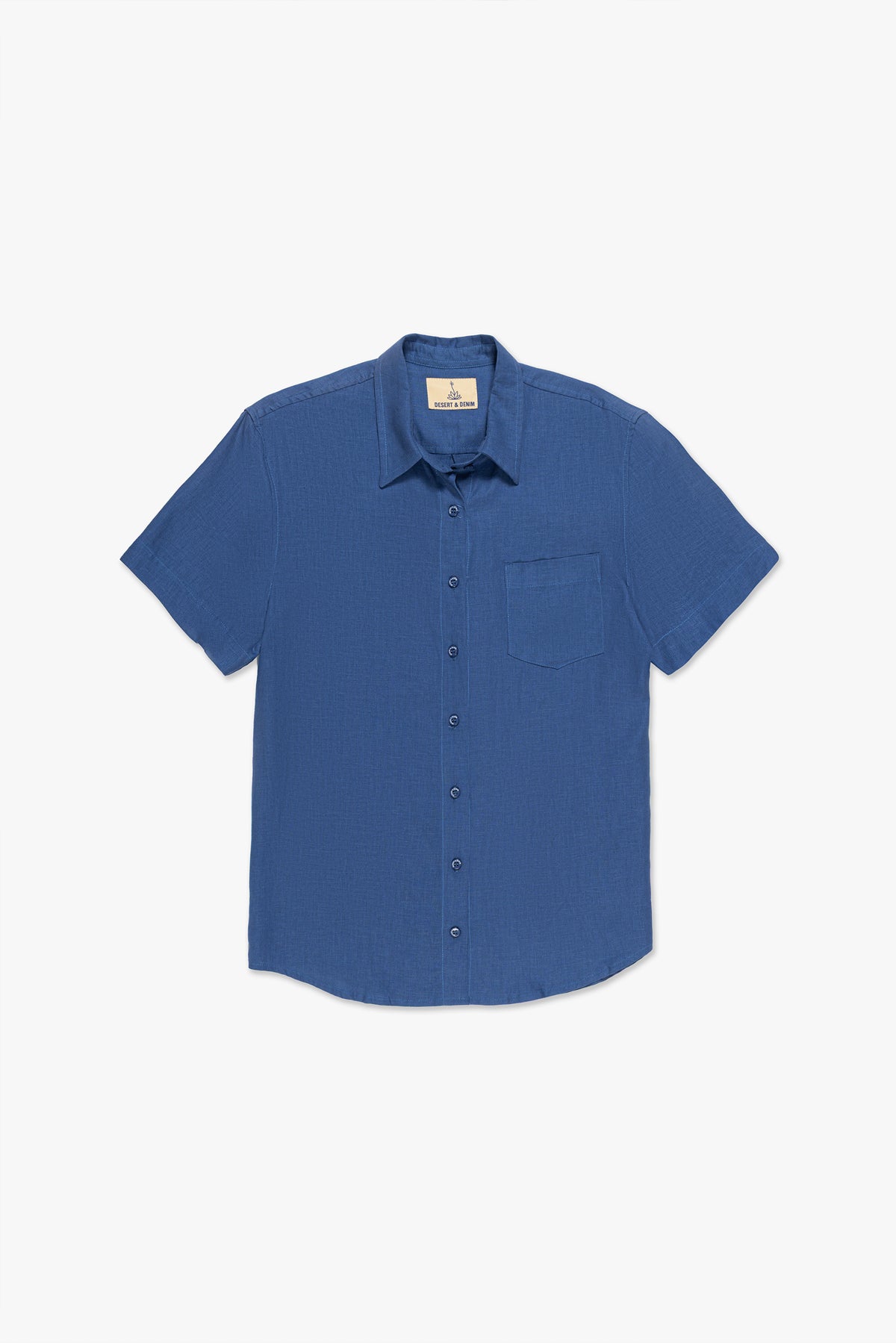 CAMISA MASCULINA LINHO MANGA CURTA - AZUL INDIE