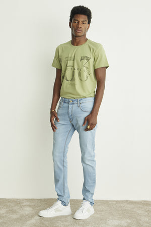 CALÇA THEO MASCULINA SLIM JEANS CLARO