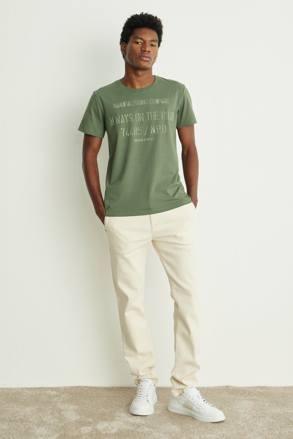 CALCA CHINO SARJA NATURAL MASC