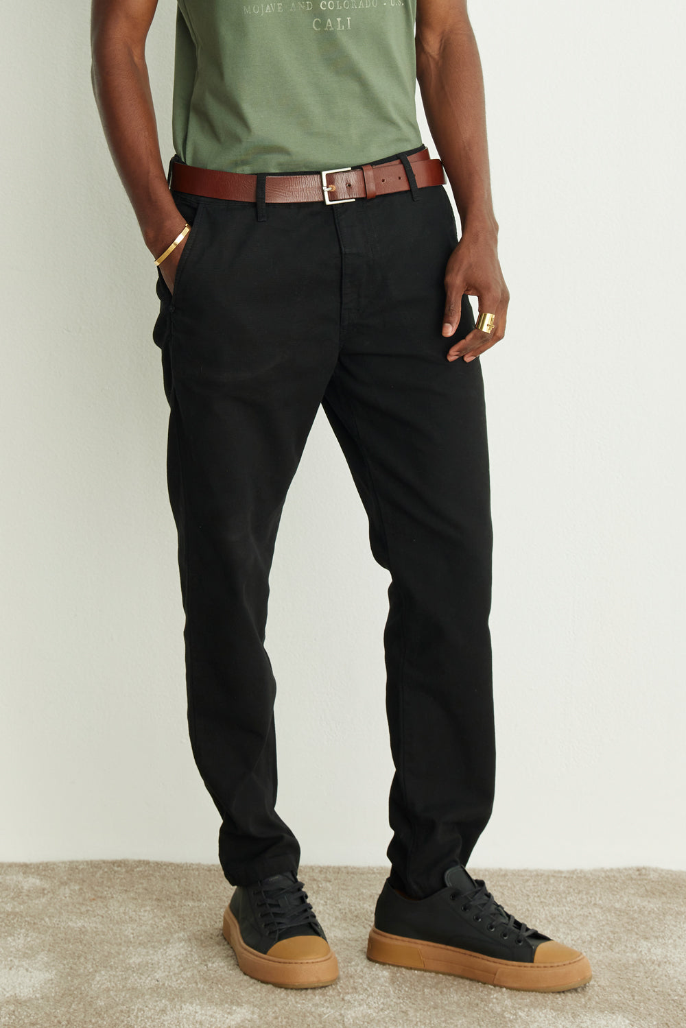 Calca Chino Sarja Masc Preto