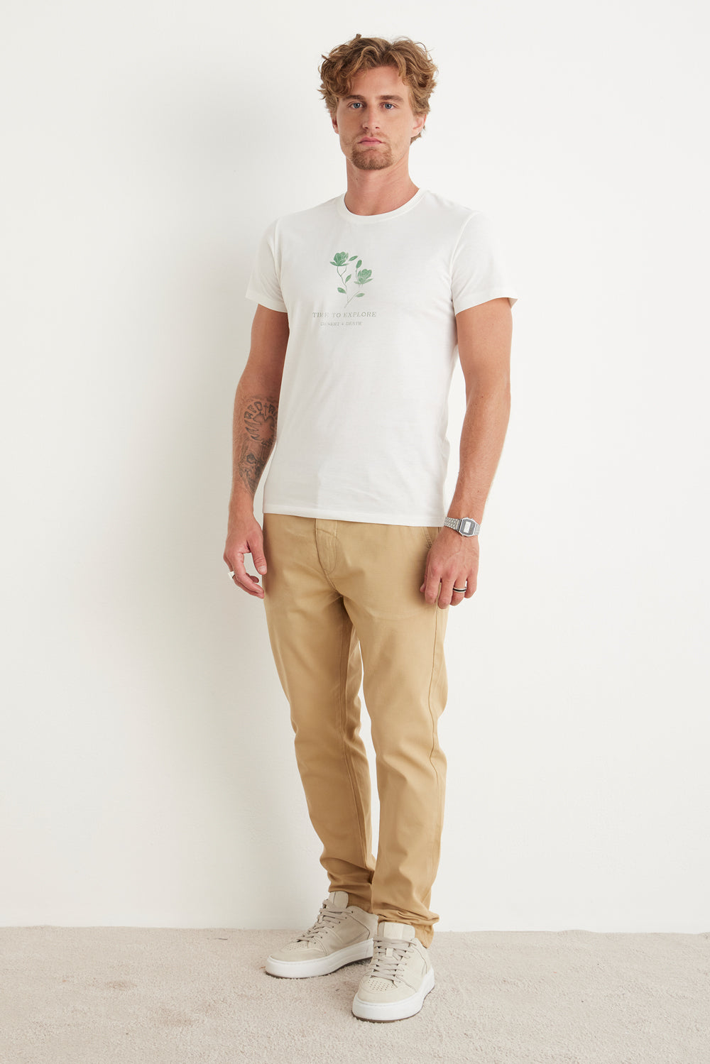 Calca Chino Sarja Masc Areia