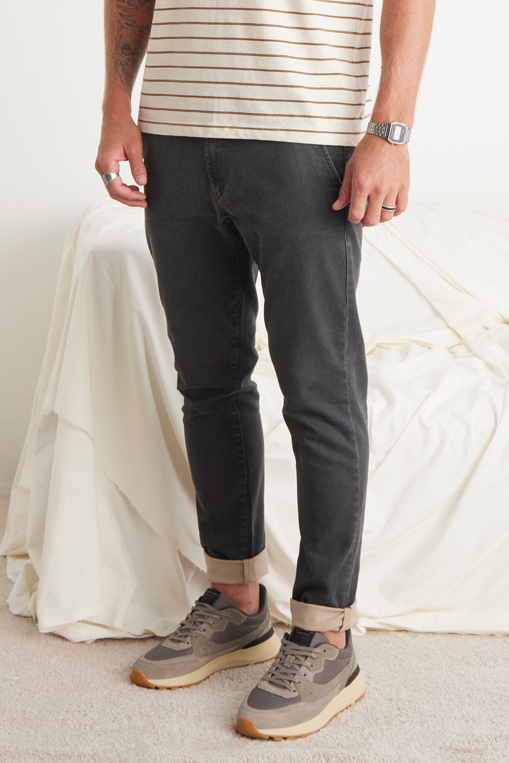Calca Chino Jeans Color Masc Grafite