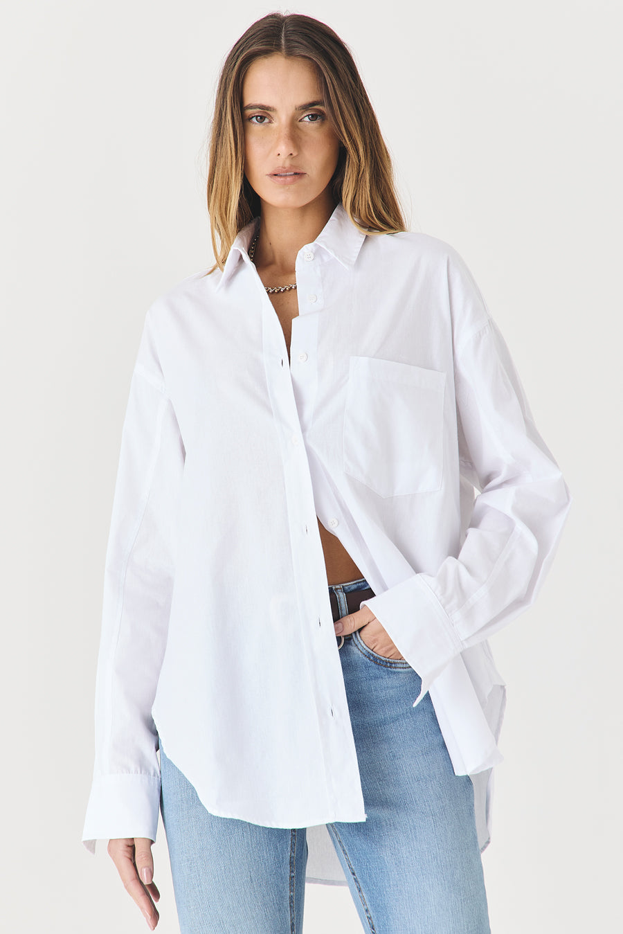 CAMISA FEMININA TRICOLINE RELAXED - BRANCO