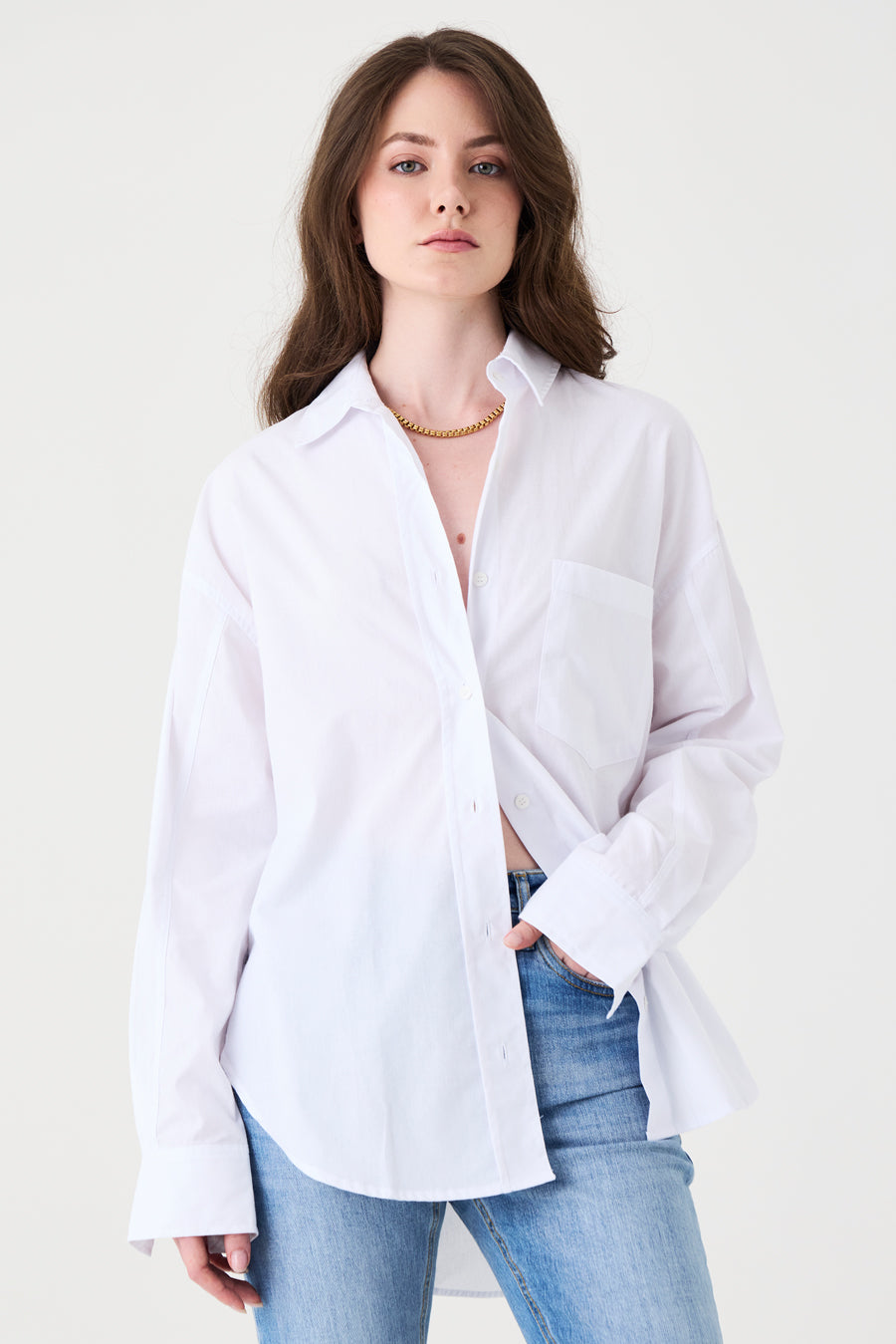 CAMISA FEMININA TRICOLINE RELAXED - BRANCA