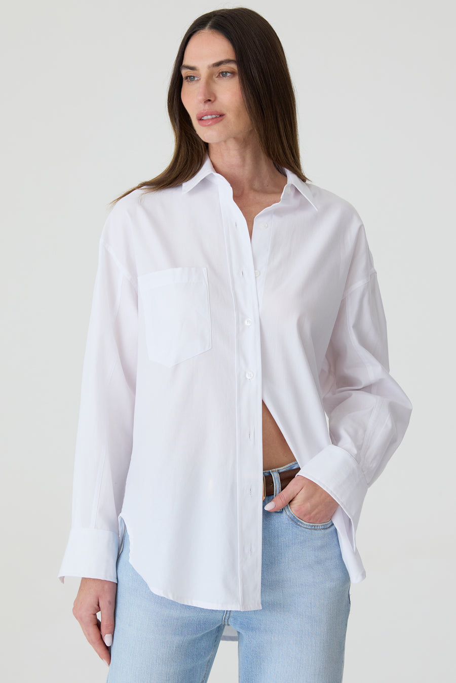 CAMISA FEMININA TRICOLINE RELAXED  BRANCO