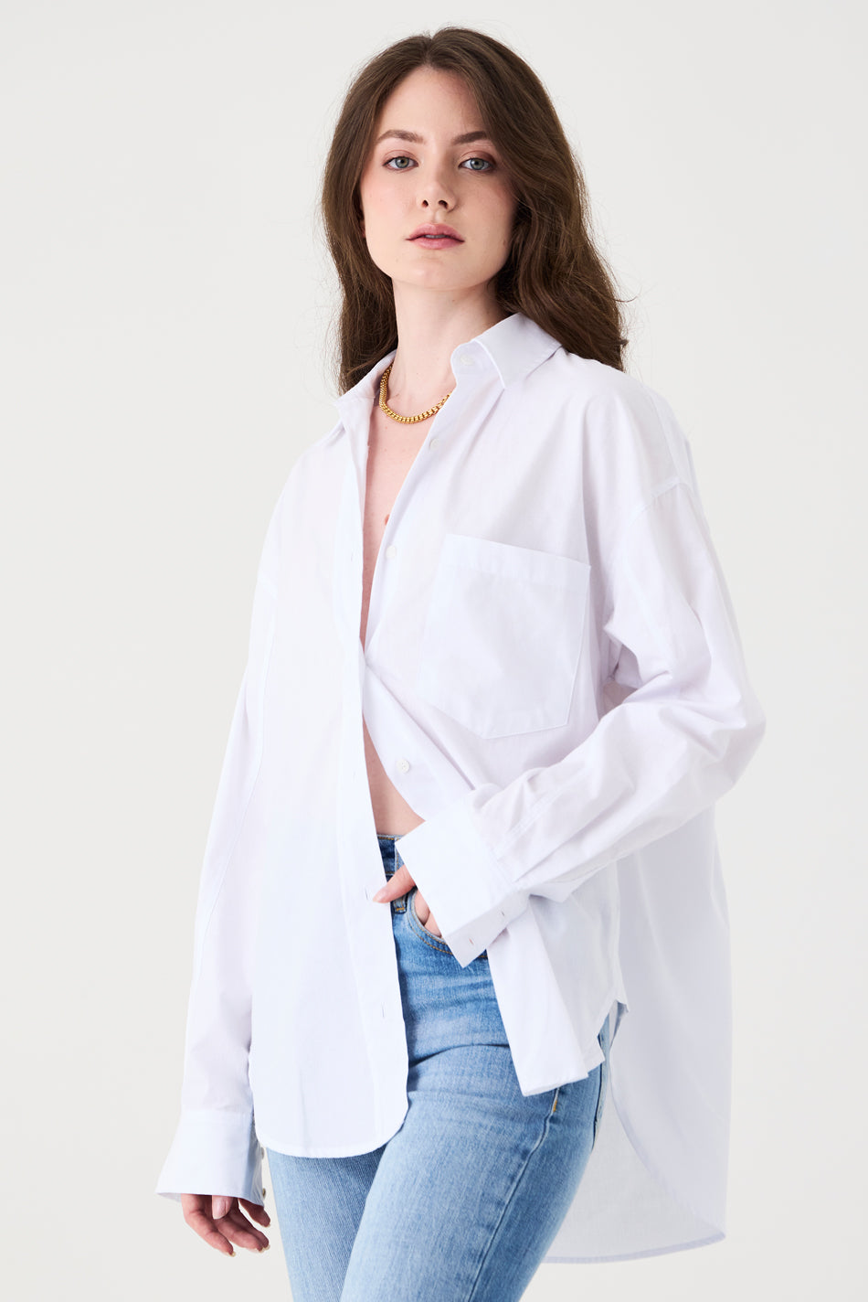 CAMISA FEMININA TRICOLINE RELAXED - BRANCA