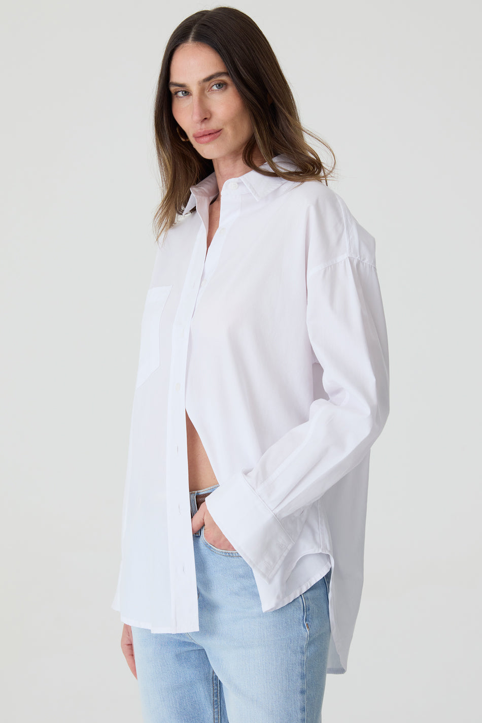 CAMISA FEMININA TRICOLINE RELAXED  BRANCO