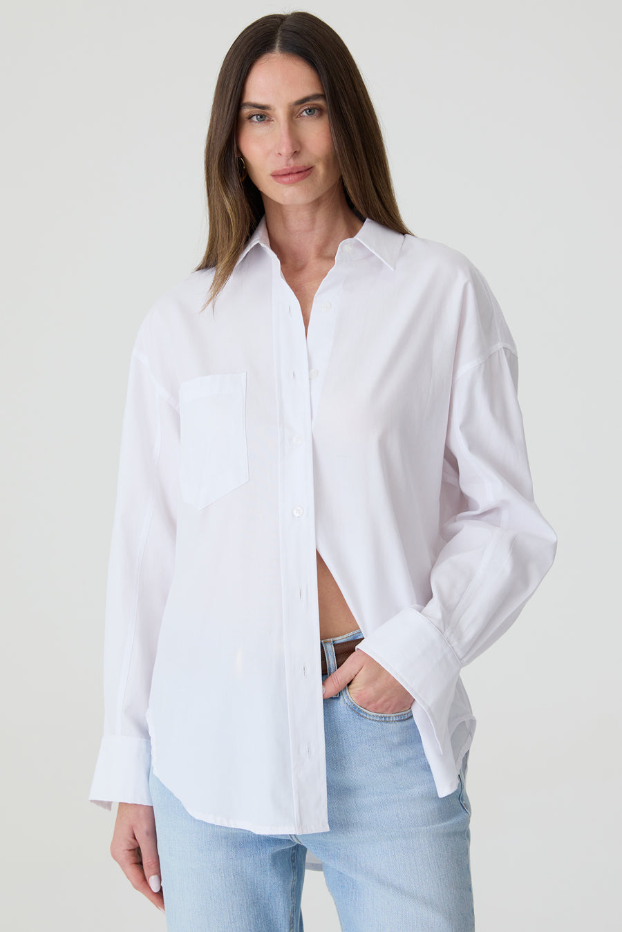 CAMISA FEMININA TRICOLINE RELAXED  BRANCO