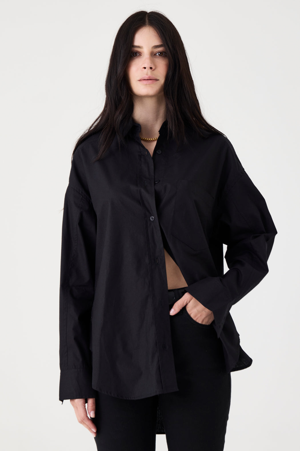 CAMISA FEMININA TRICOLINE RELAXED - PRETA