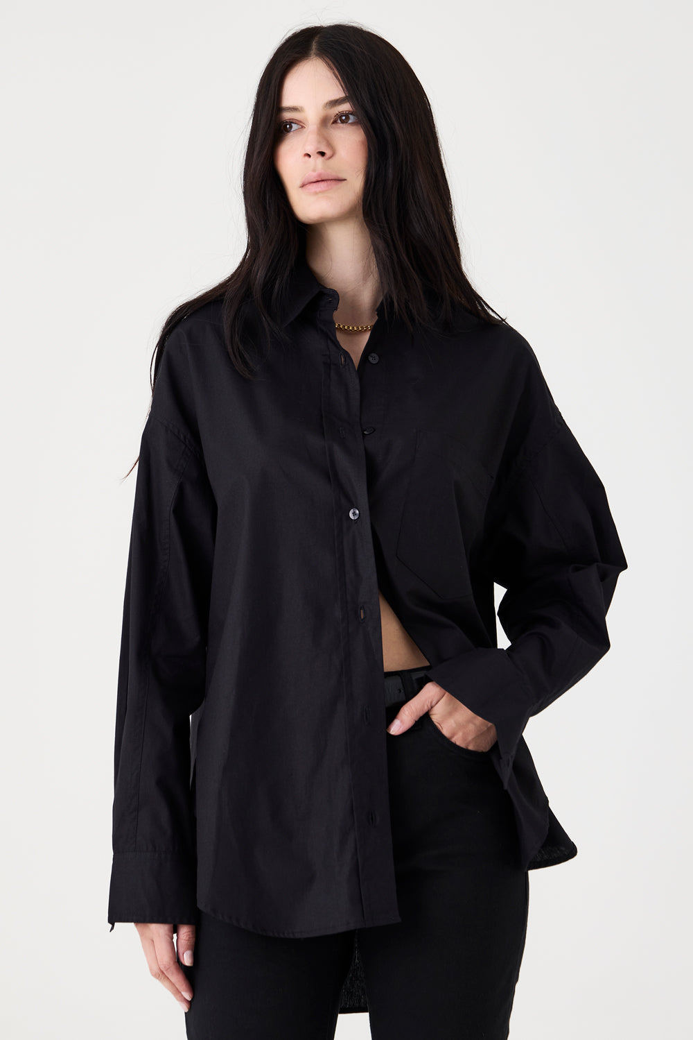 CAMISA FEMININA TRICOLINE RELAXED - PRETO