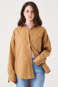 CAMISA FEMININA TRICOLINE RELAXED - CARAMEL