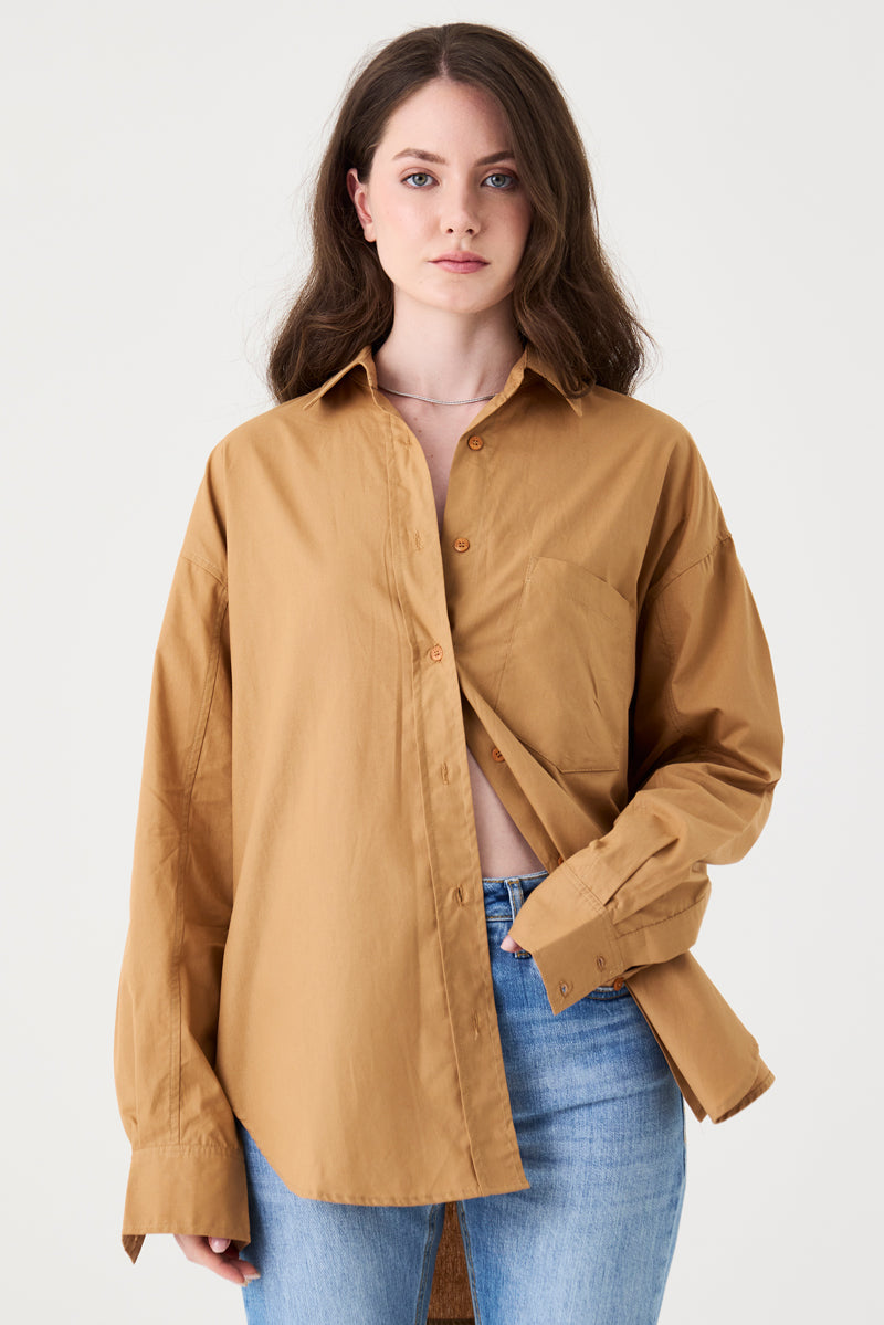 CAMISA FEMININA TRICOLINE RELAXED - CARAMEL