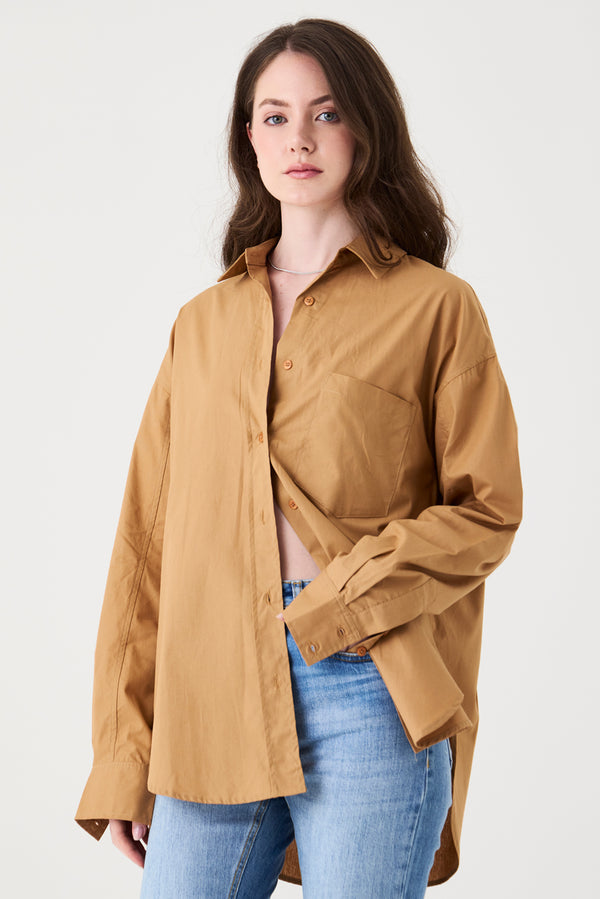 CAMISA FEMININA TRICOLINE RELAXED - CARAMEL