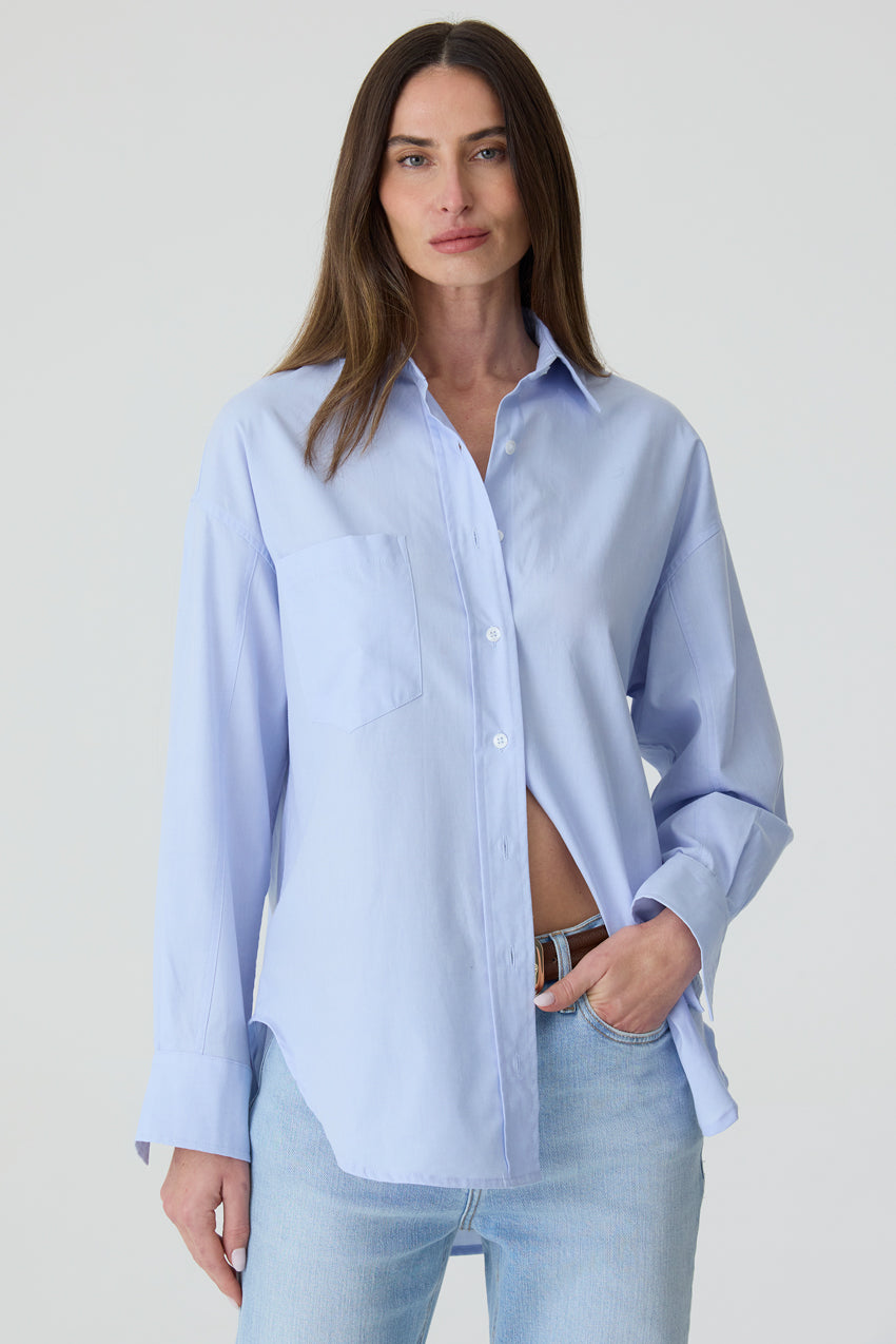 CAMISA FEMININA TRICOLINE RELAXED  AZUL CLARO