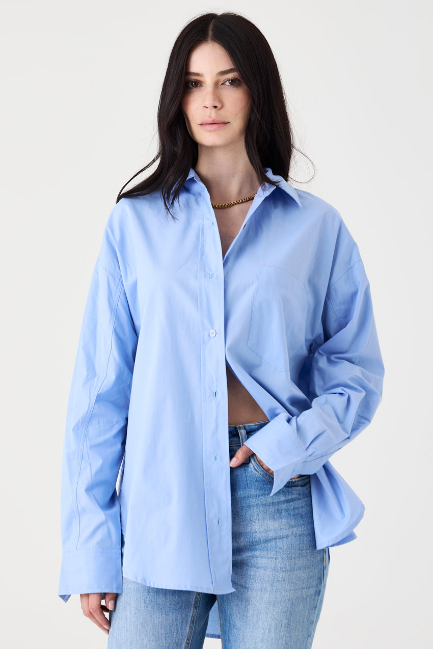 CAMISA FEMININA TRICOLINE RELAXED - AZUL CLARO