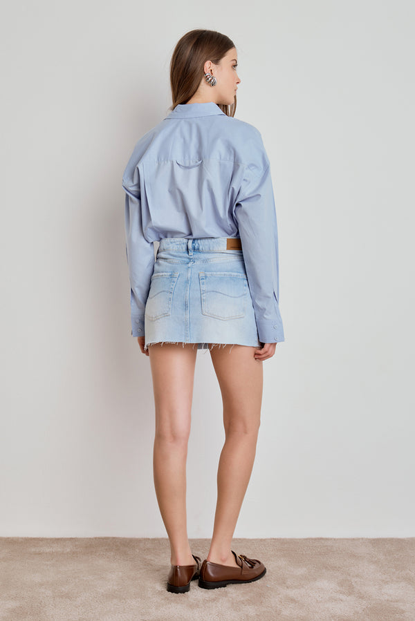 CAMISA FEMININA TRICOLINE RELAXED - AZUL CLARO