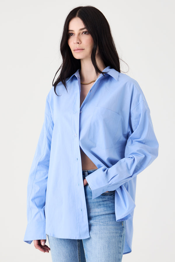 CAMISA FEMININA TRICOLINE RELAXED - AZUL CLARO