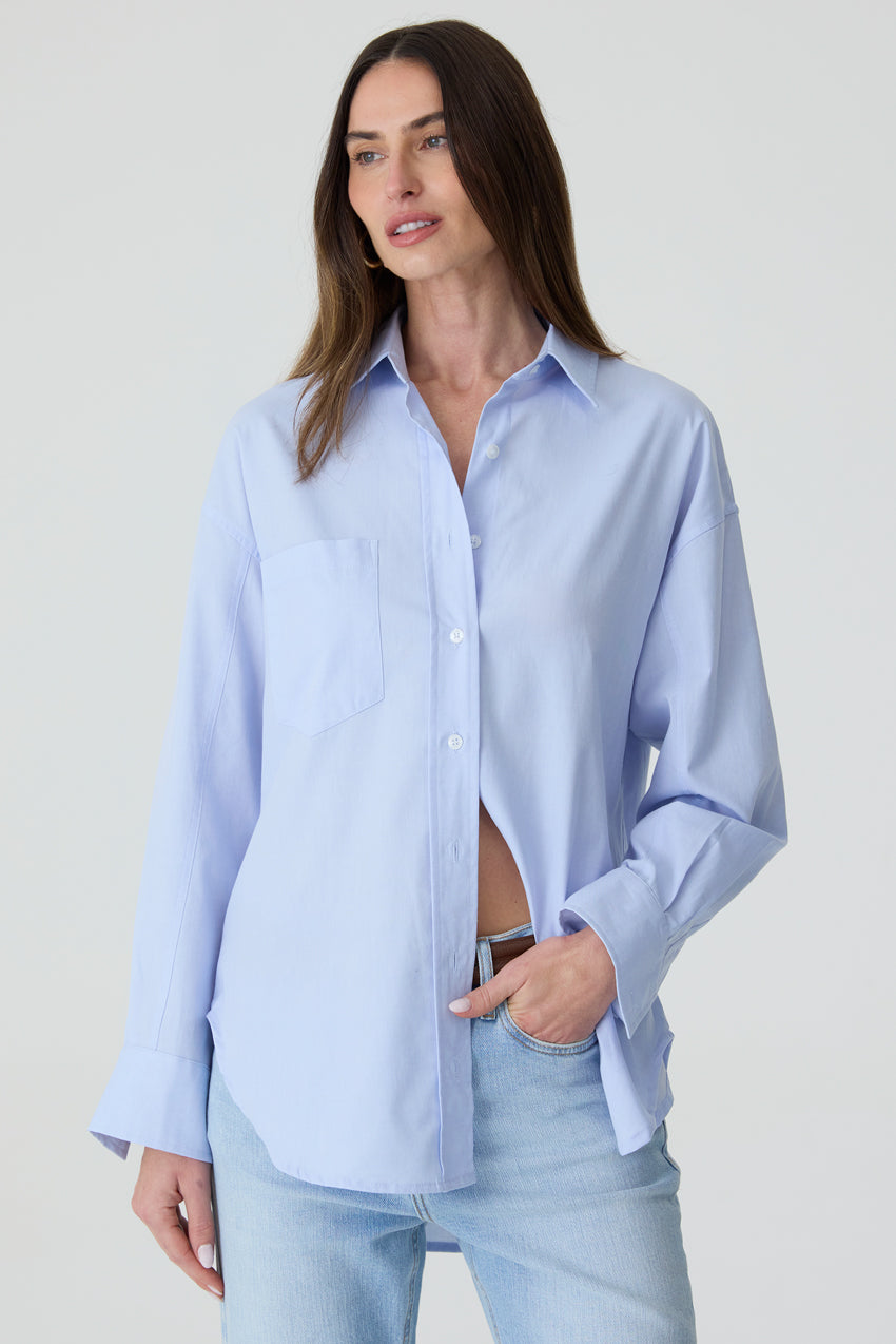 CAMISA FEMININA TRICOLINE RELAXED  AZUL CLARO