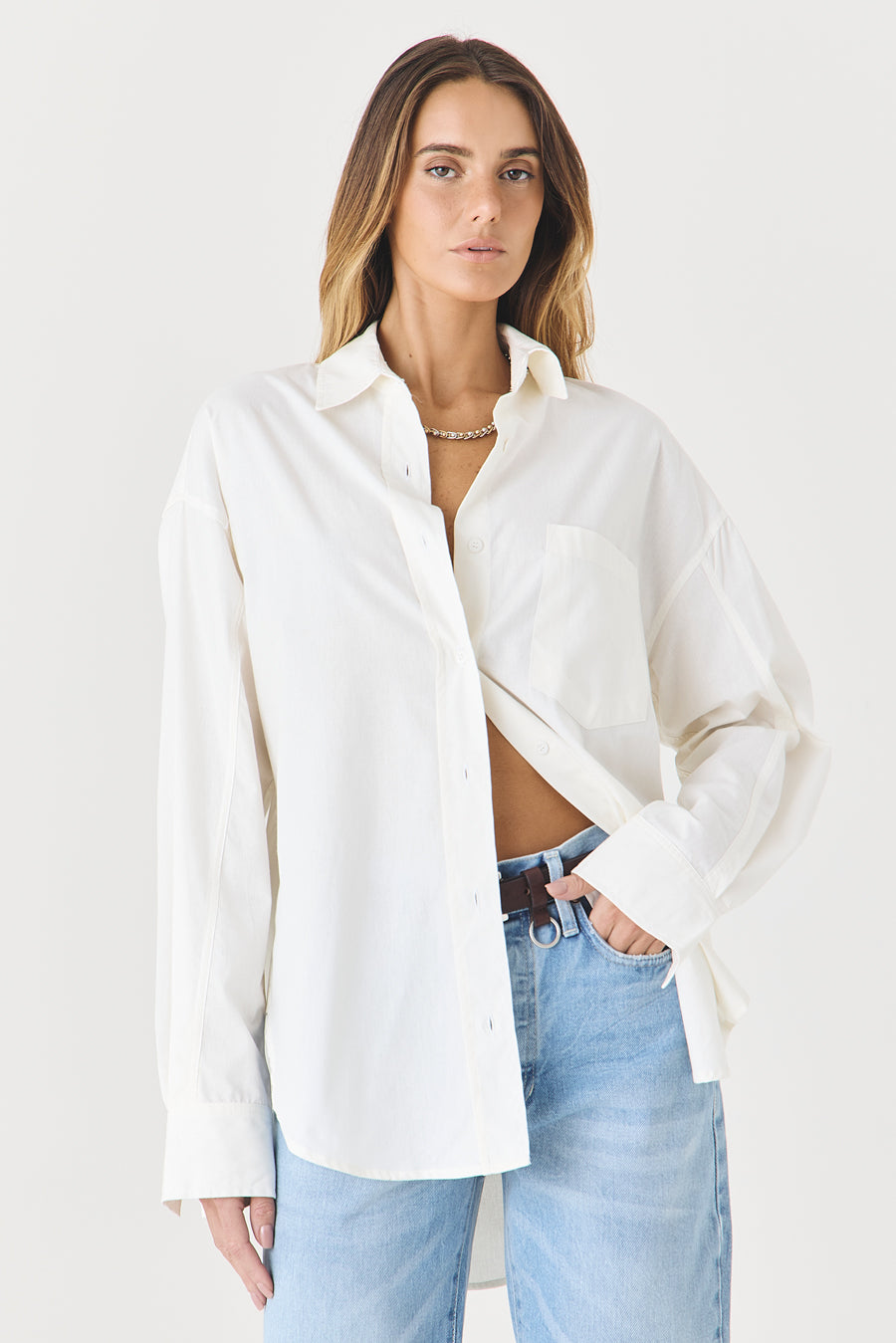 CAMISA FEMININA TRICOLINE RELAXED - OFF WHITE