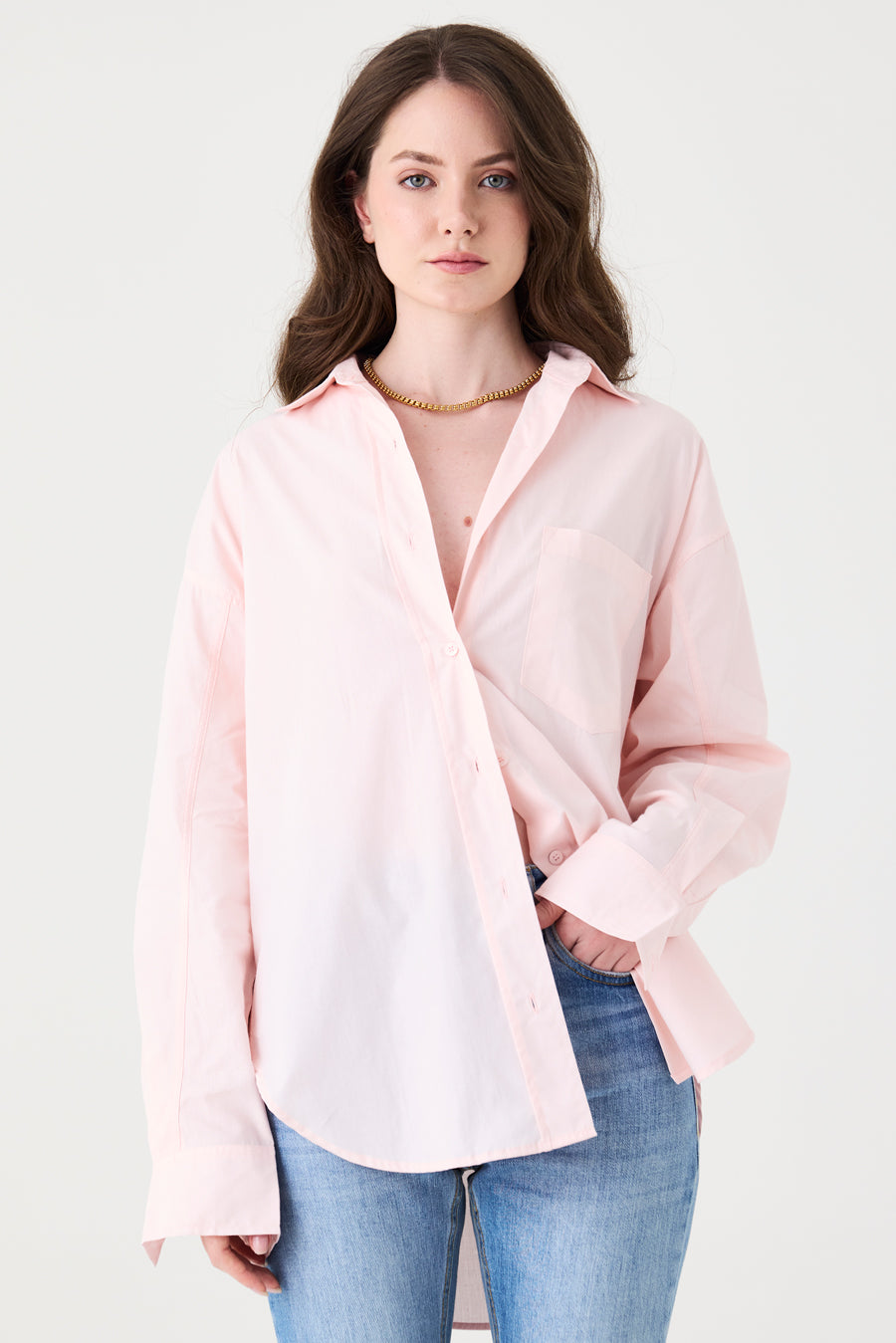 CAMISA FEMININA TRICOLINE RELAXED - ROSA CLARO