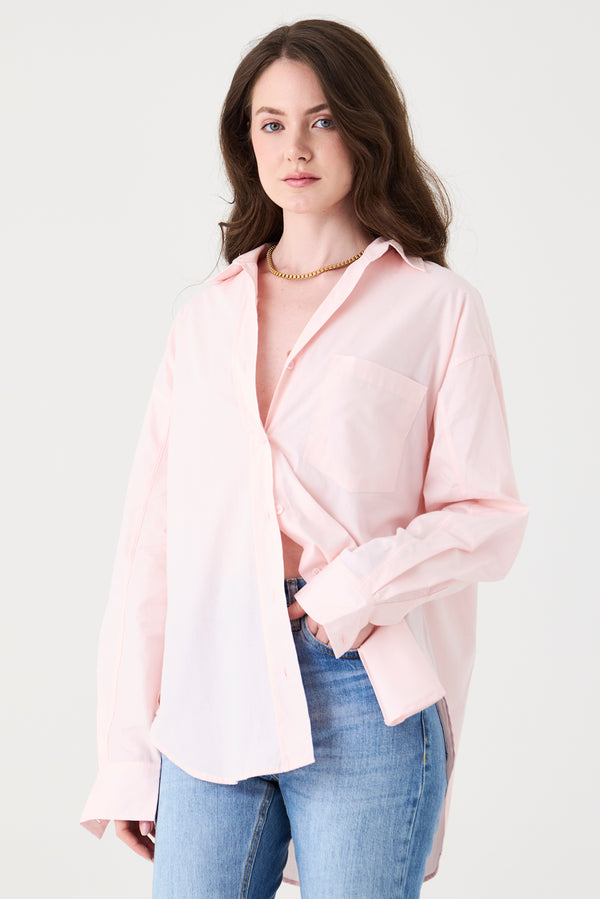 CAMISA FEMININA TRICOLINE RELAXED - ROSA CLARO