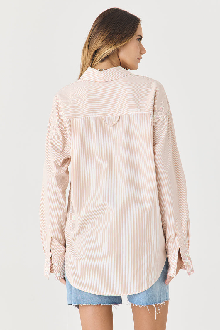 CAMISA FEMININA TRICOLINE RELAXED  - OFF/CARAMELO