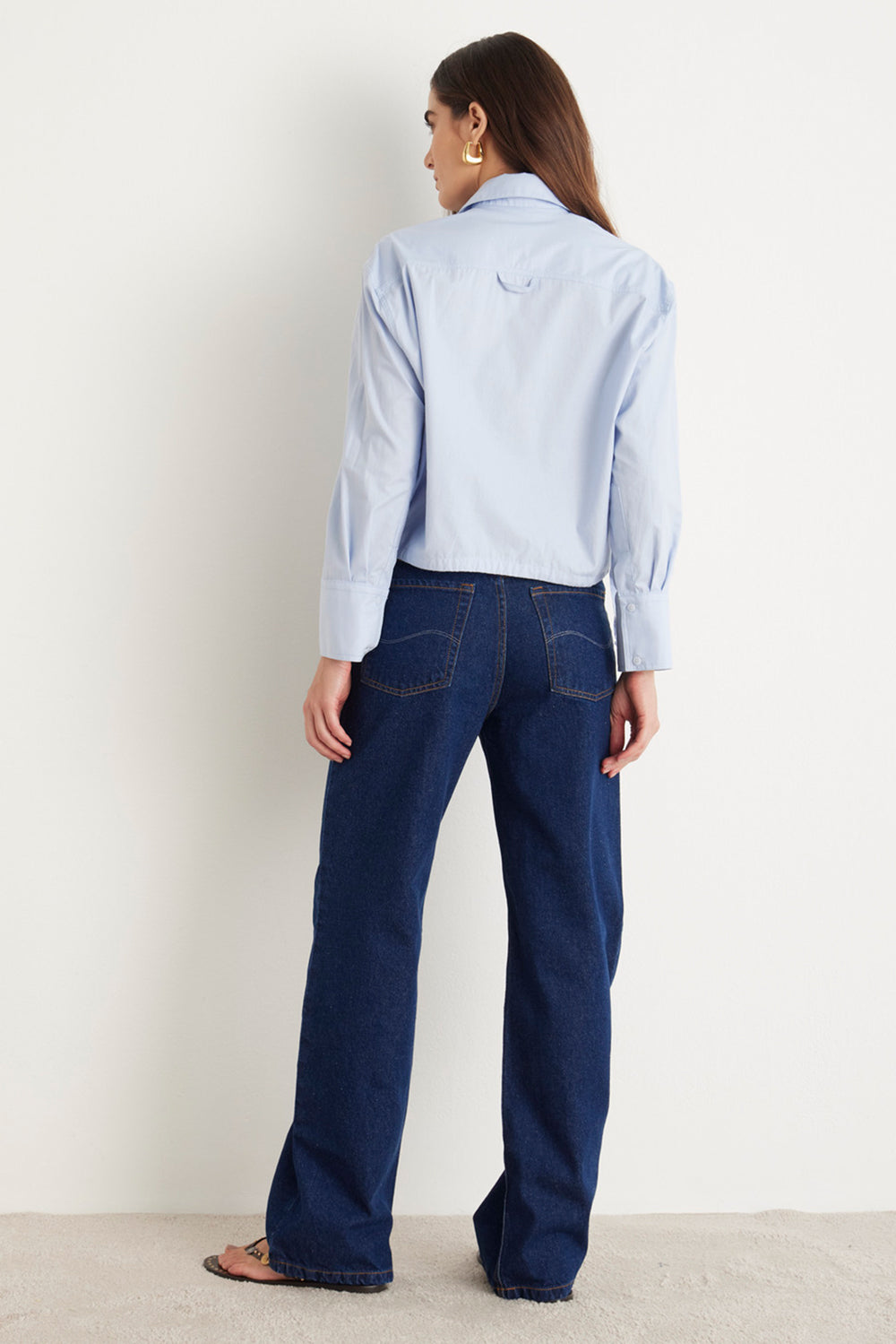 Calça Wide Leg Bolso Jeans