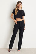 CALÇA FLAVIA FEMININA STRAIGHT BRILHOS JEANS BLACK
