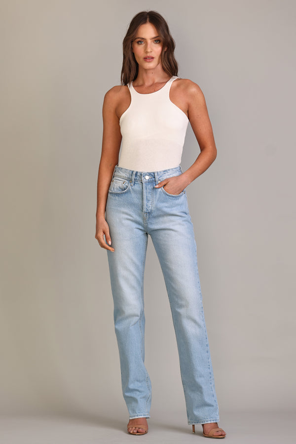 Calça Straight Jeans Claro