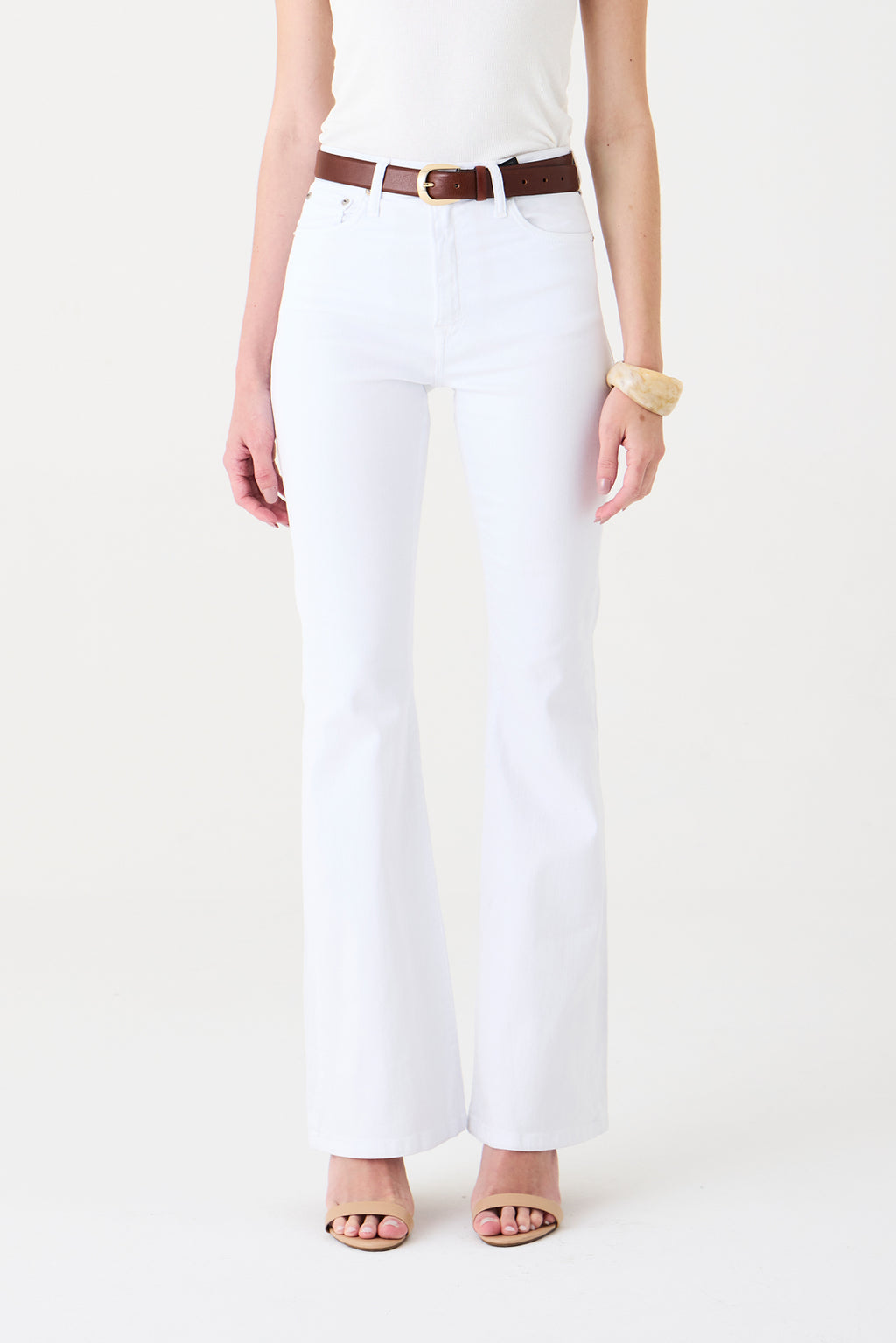 CALÇA LARISSA FEMININA BOOTCUT SARJA BRANCA