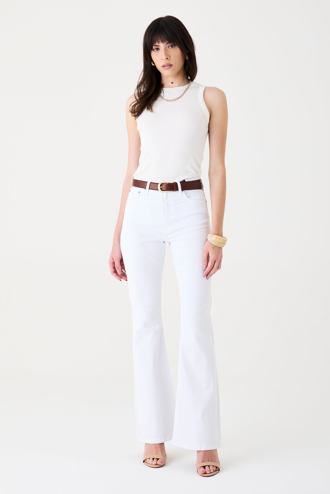 CALÇA LARISSA FEMININA BOOTCUT SARJA BRANCA