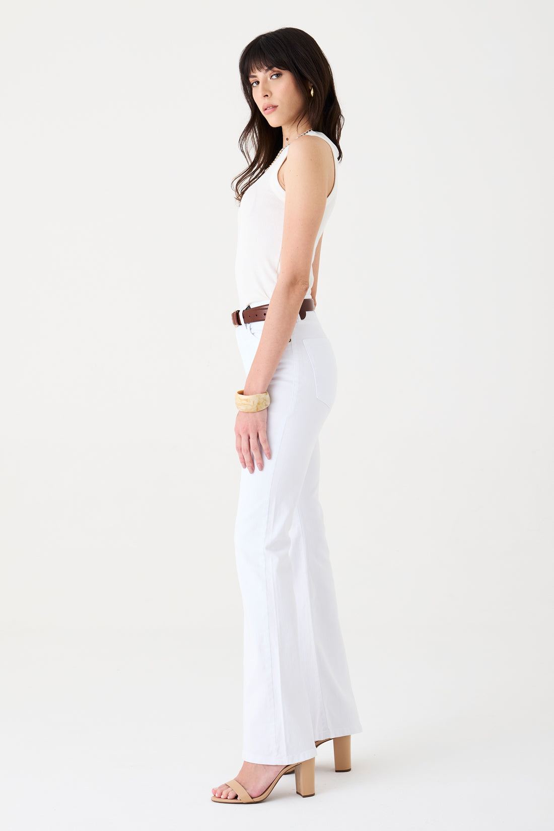 CALÇA LARISSA FEMININA BOOTCUT SARJA BRANCA