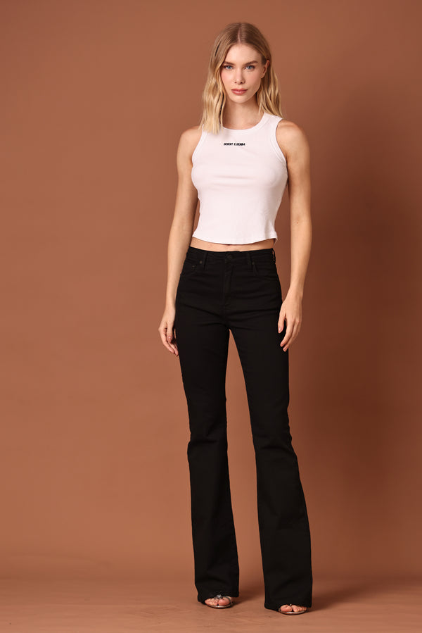 CALÇA BOOTCUT SARJA - PRETA