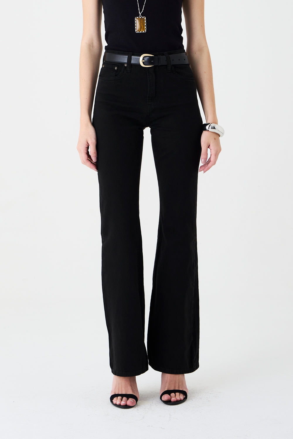 CALÇA LARISSA FEMININA BOOTCUT SARJA PRETA