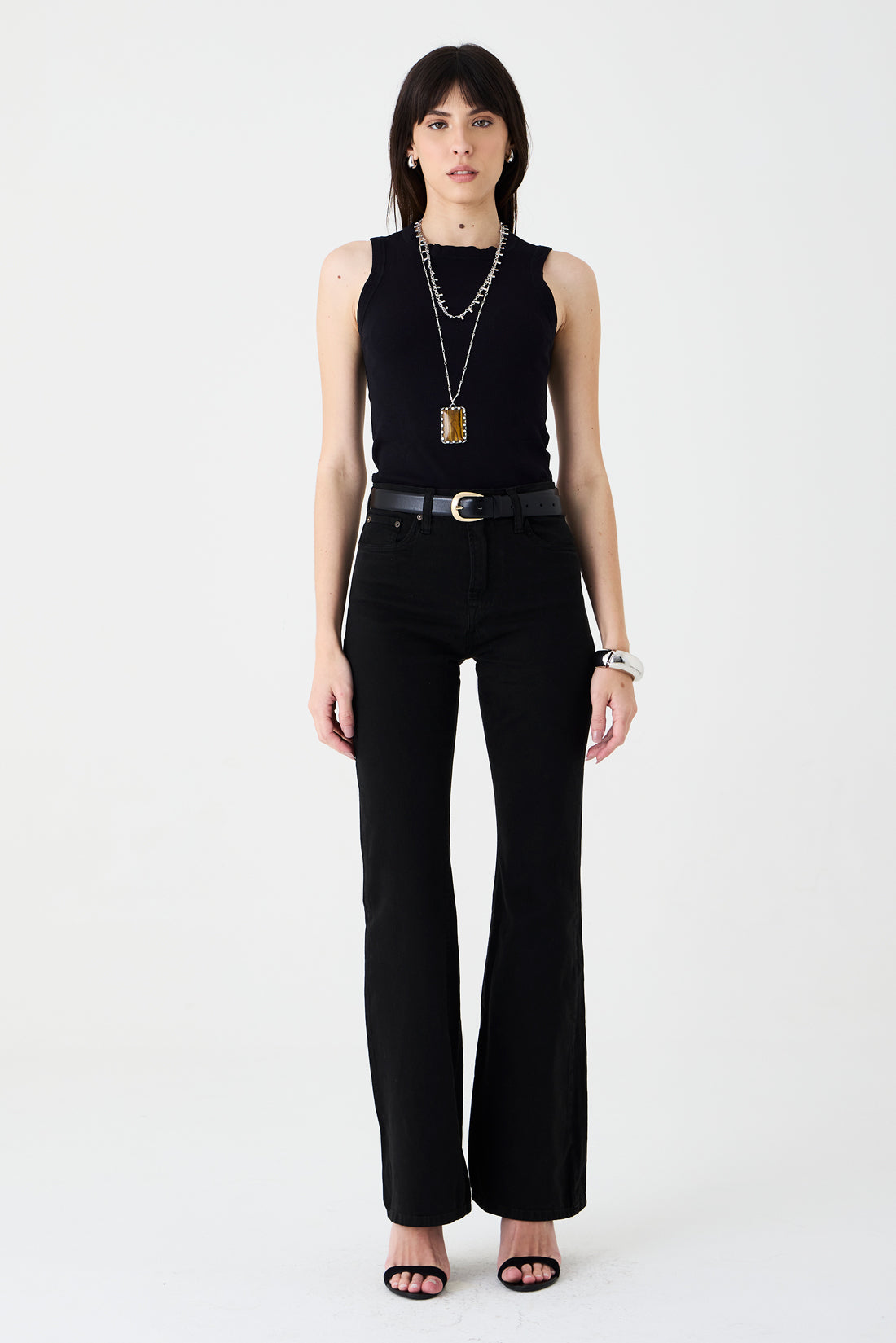 CALÇA LARISSA FEMININA BOOTCUT SARJA PRETA