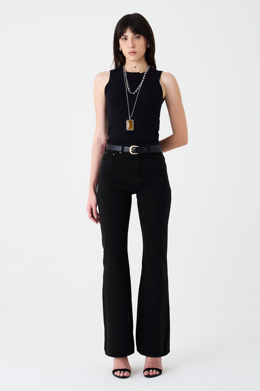 CALÇA LARISSA FEMININA BOOTCUT SARJA PRETA