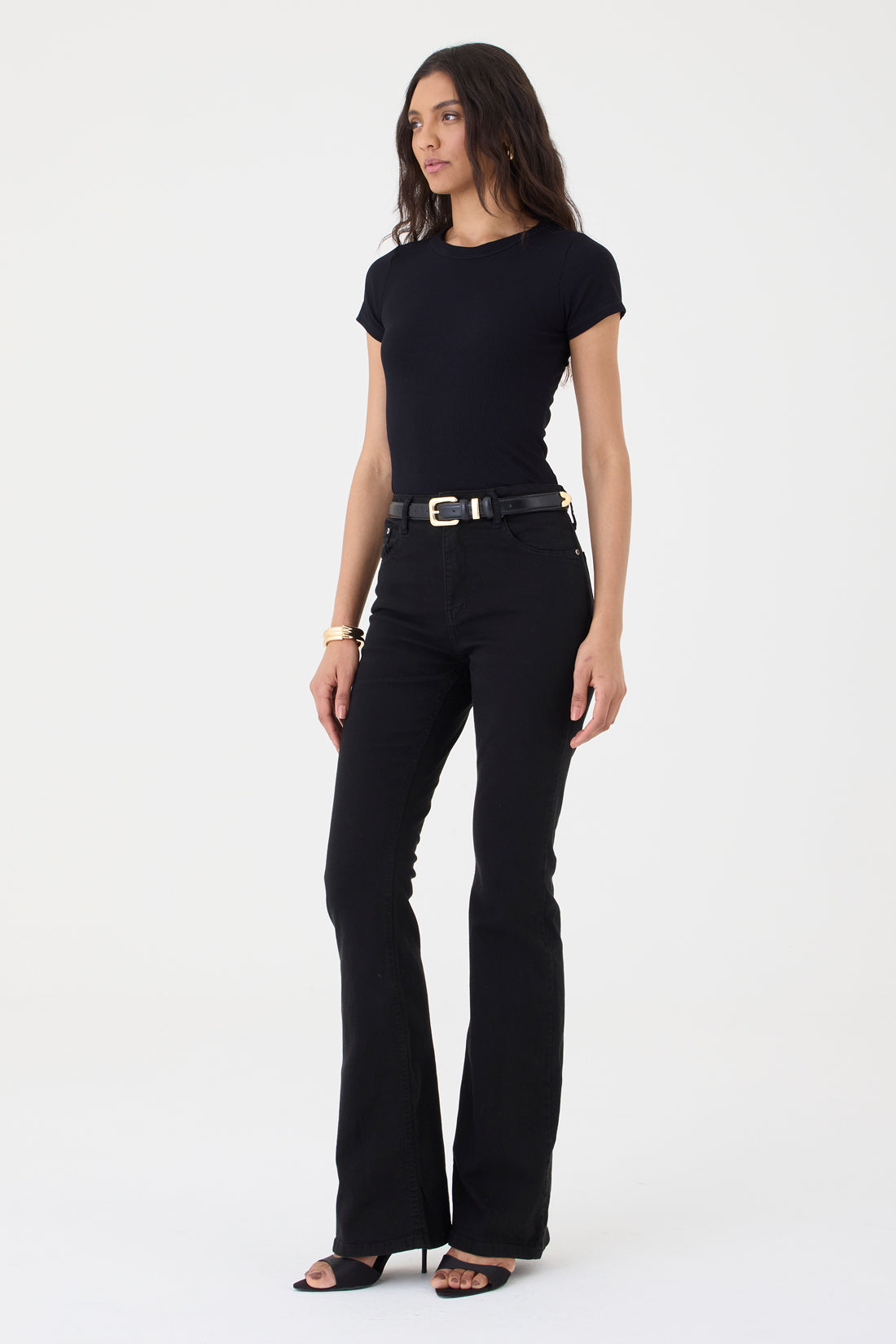 CALÇA LARISSA FEMININA BOOTCUT SARJA PRETA