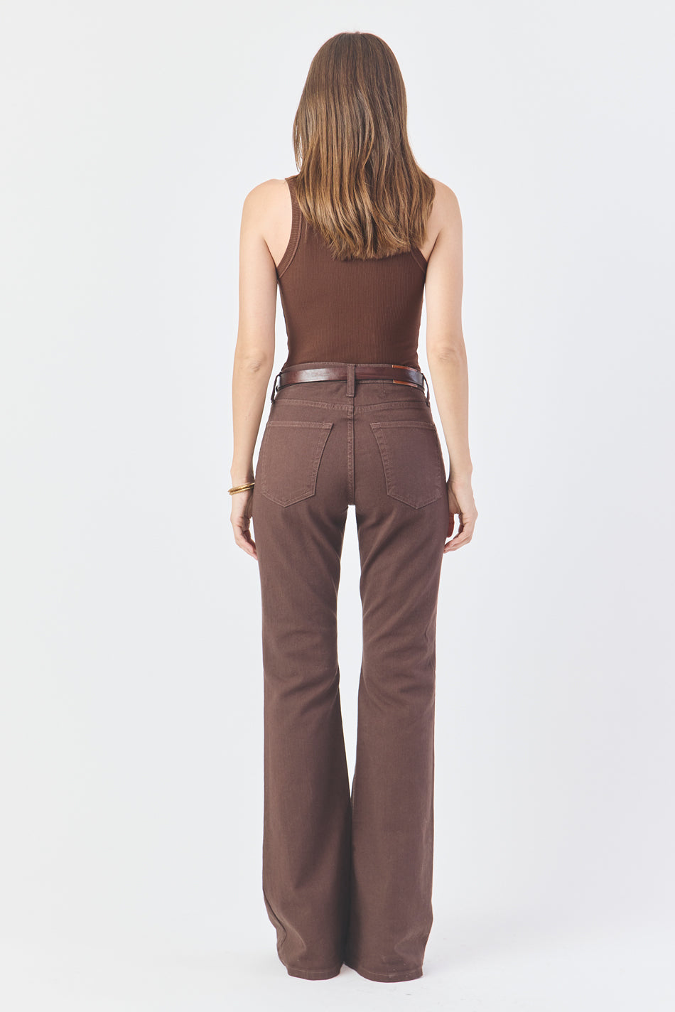 CALÇA LARISSA FEMININA BOOTCUT SARJA MARROM