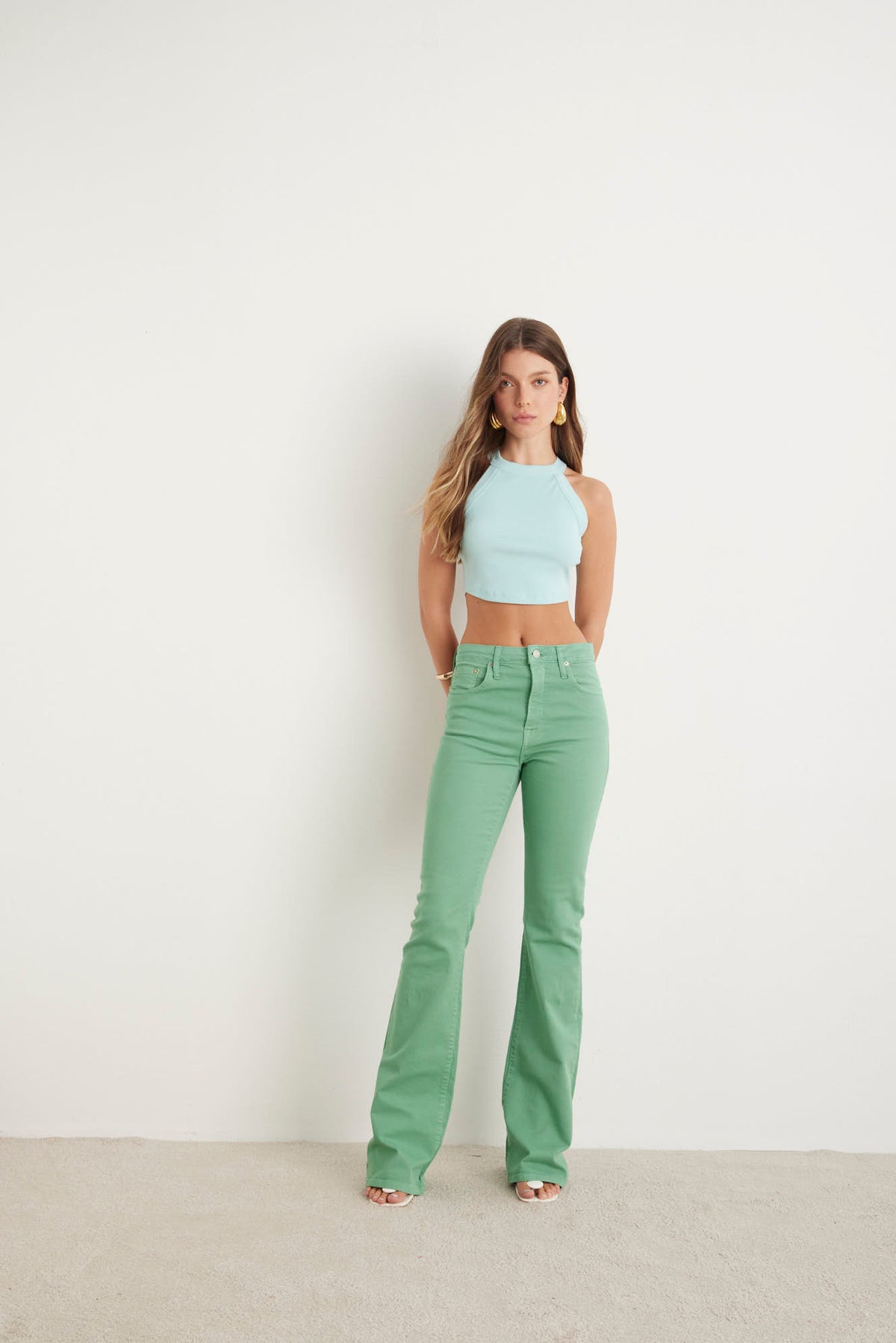 CALÇA BOOTCUT SARJA - VERDE JADE