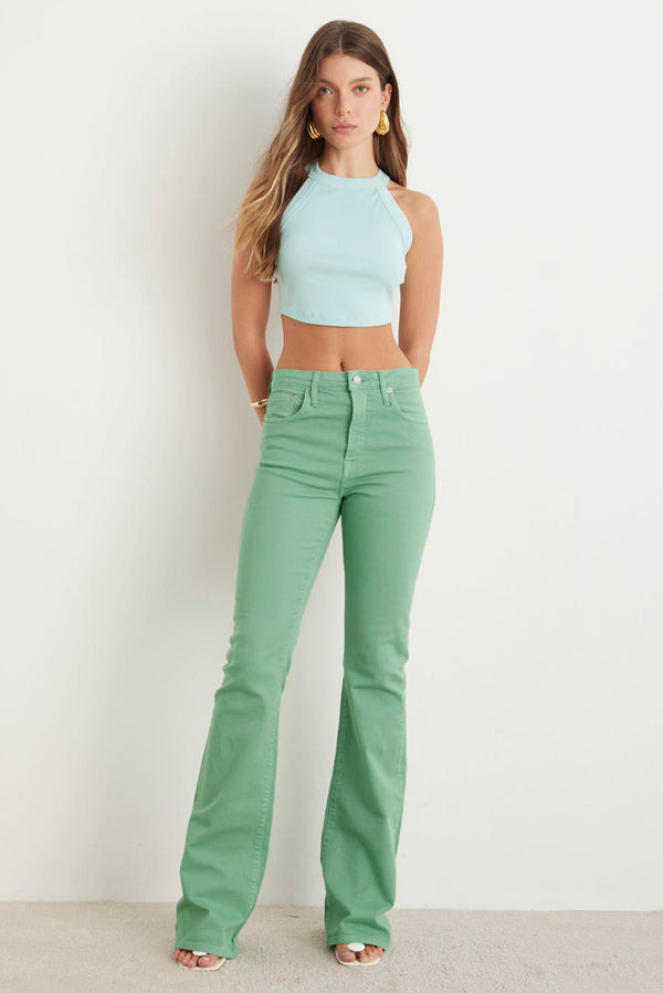 CALÇA BOOTCUT SARJA - VERDE JADE