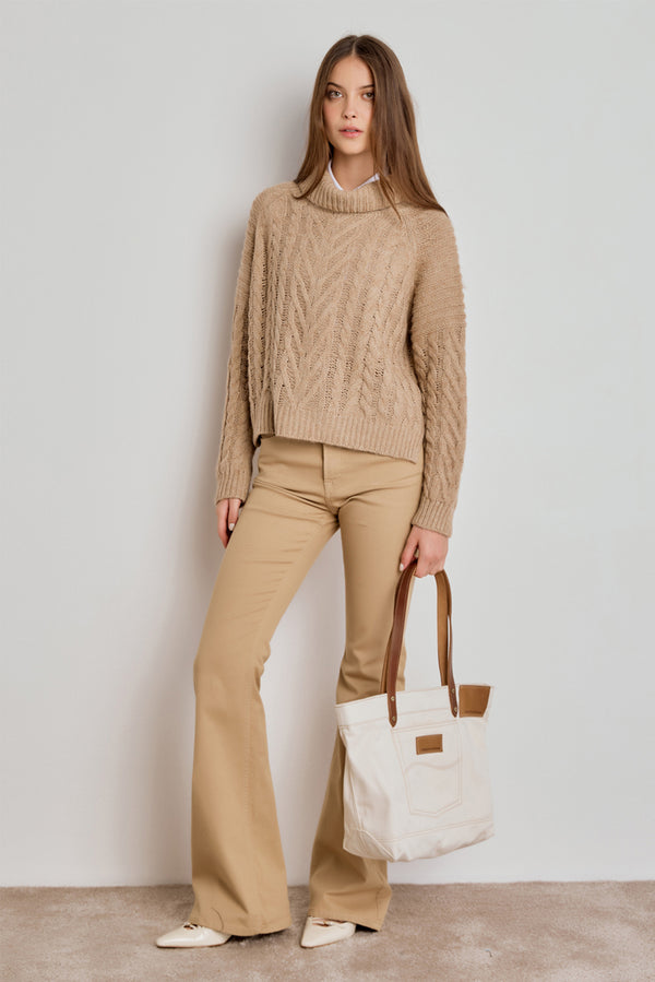 CALÇA BOOTCUT SARJA - AREIA ESCURO