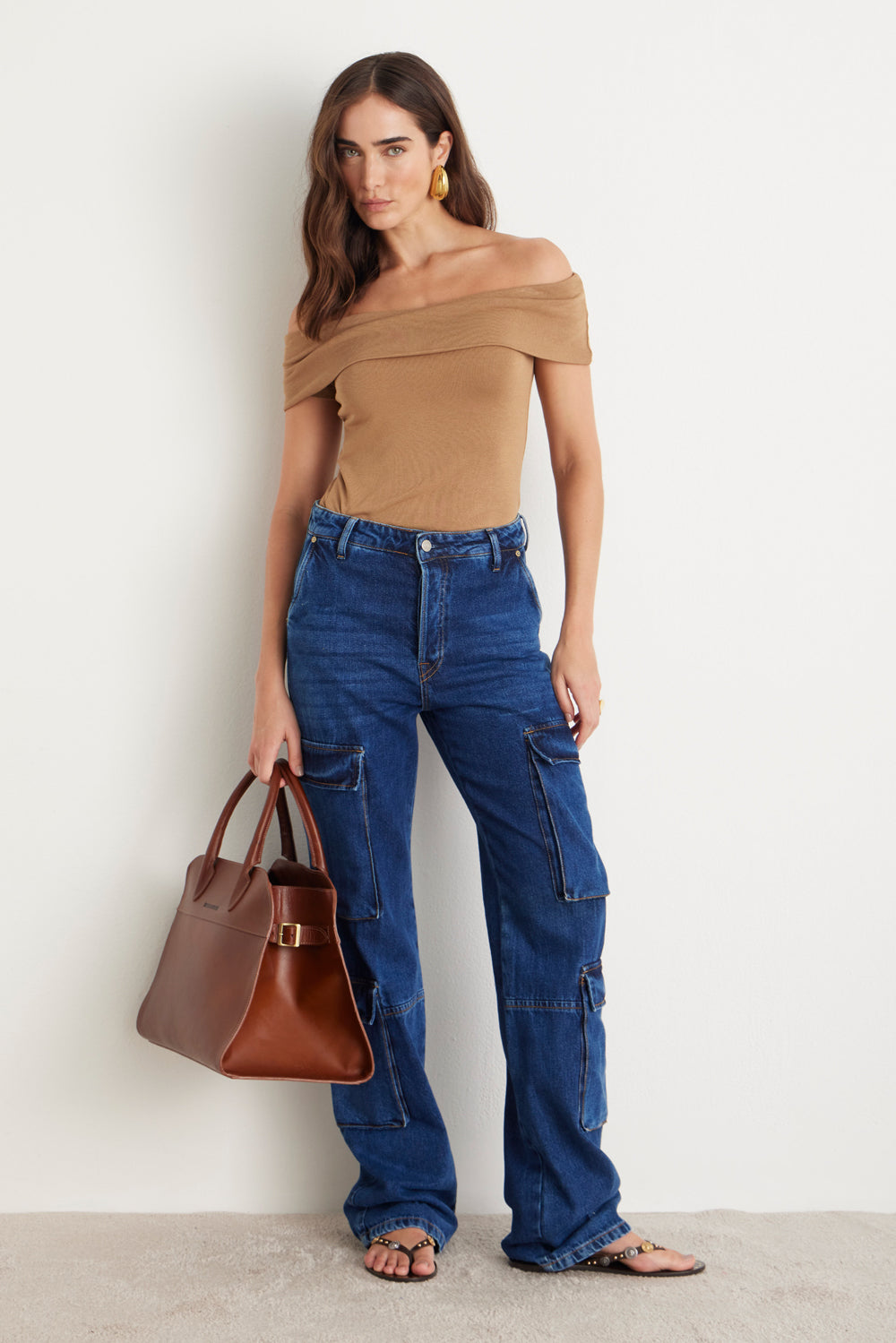 CALCA CARGO CHINO JEANS ESCURO