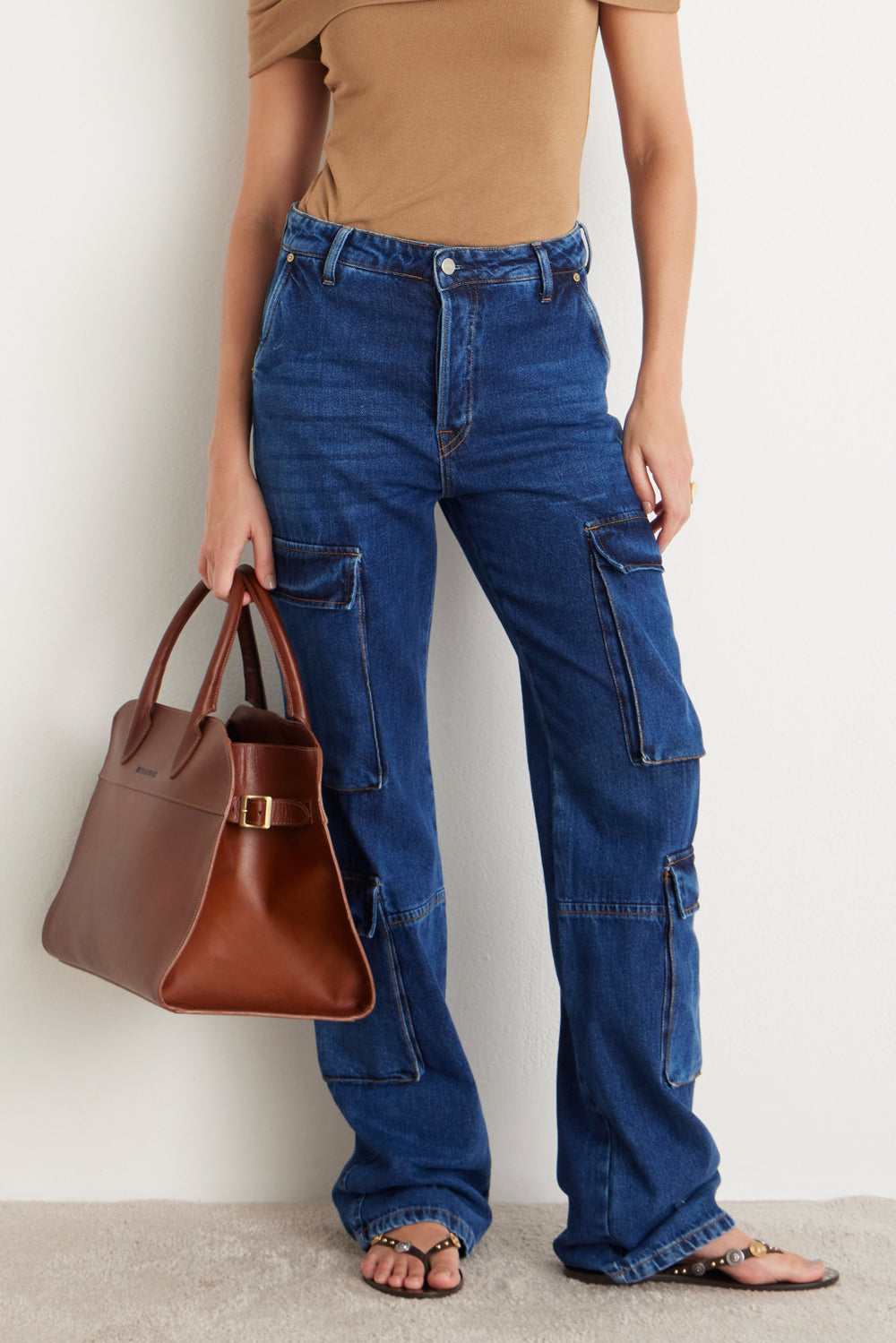 CALCA CARGO CHINO JEANS ESCURO