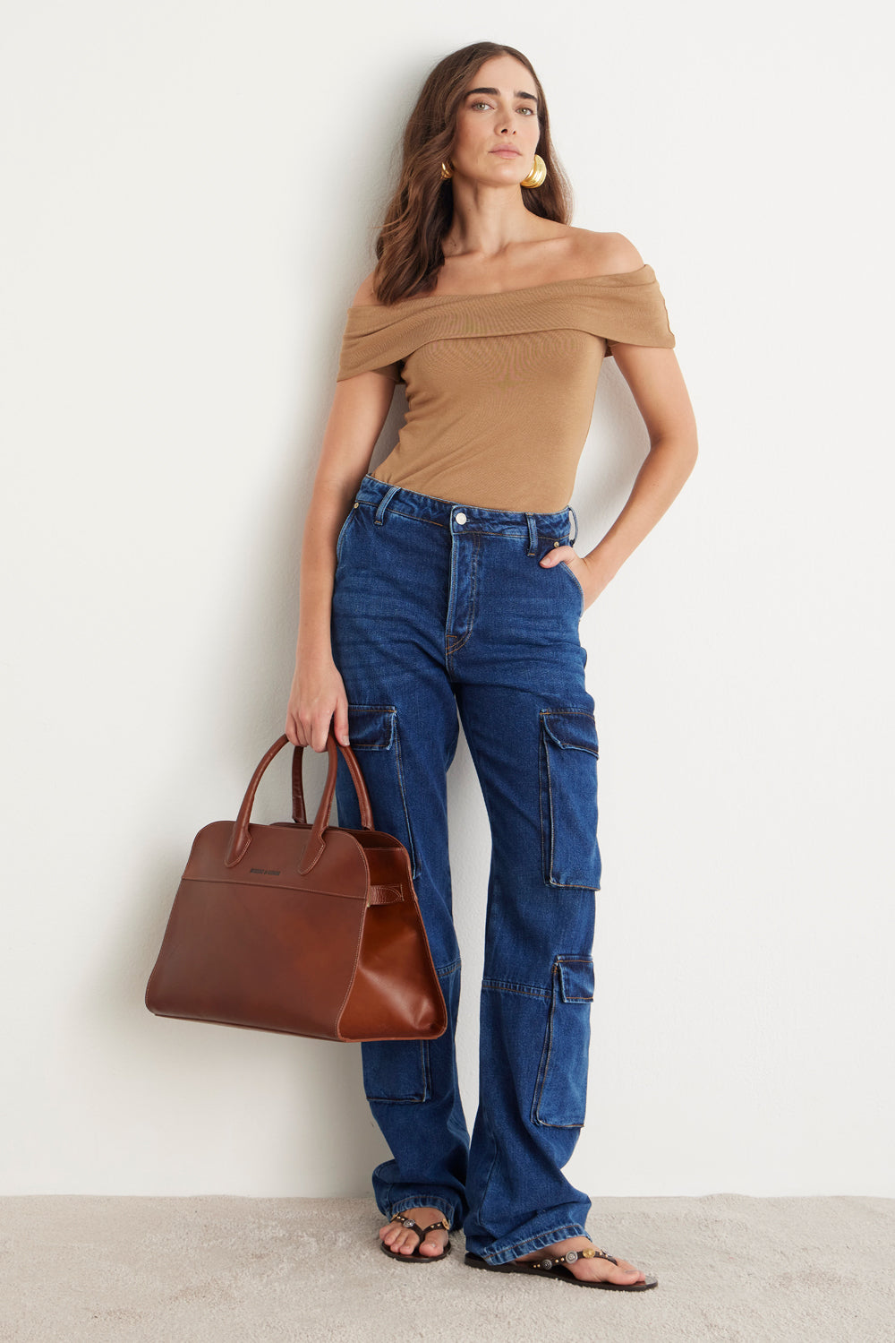 CALCA CARGO CHINO JEANS ESCURO