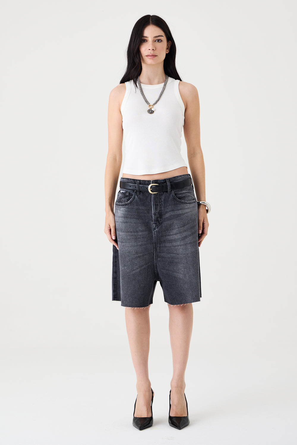 BERMUDA MIA FEMININA JUMBO JEANS BLACK