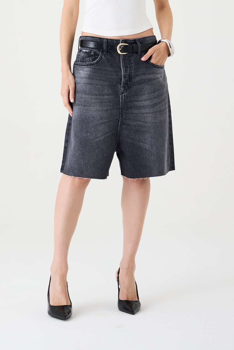 BERMUDA MIA FEMININA JUMBO JEANS BLACK