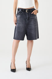 BERMUDA MIA FEMININA JUMBO JEANS BLACK